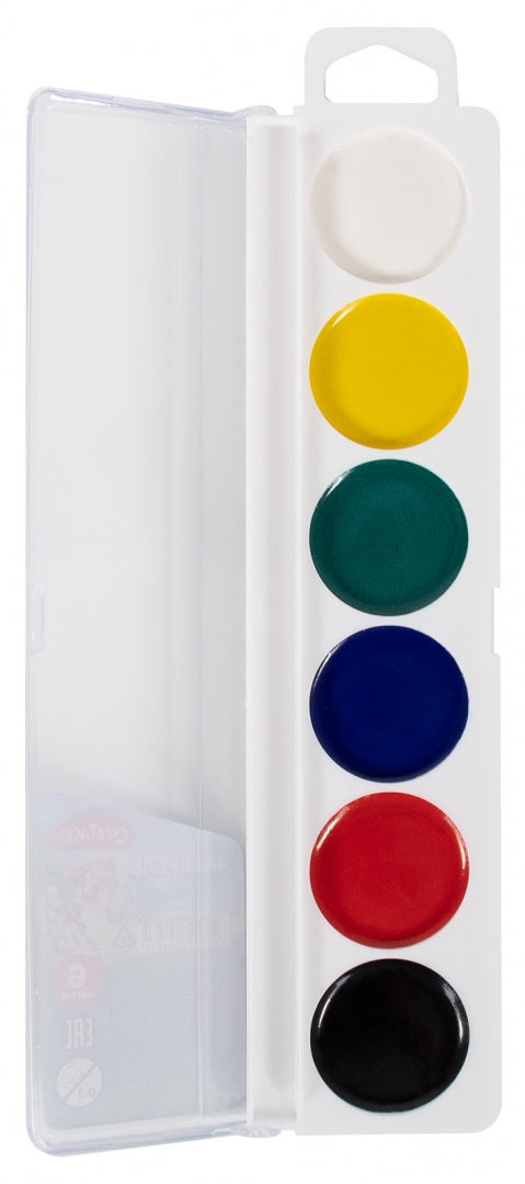 Акварель 6цв без кист. пласт.уп.,АКВП06КР