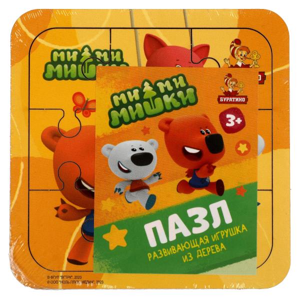 Игрушка деревянная пазл 10*10 см. Ми-ми-мишки терм. пакет Буратино в кор.189шт