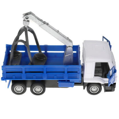 Машина металл KAMAZ ЭВАКУАТОР, 12 см, дв., подв.дет., инерц.+скорая 7,5 см Технопарк в кор.2*24шт