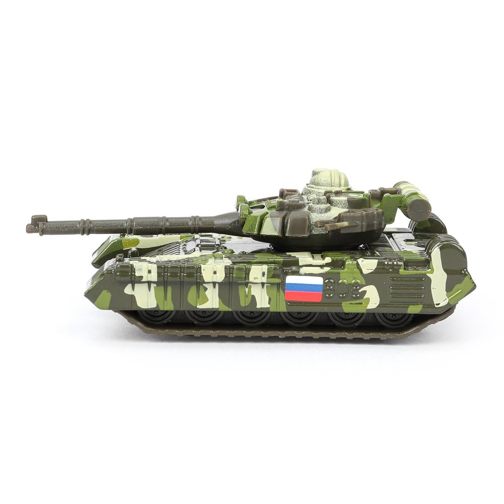 Модель металл LADA ТАНК Т-90, 7,5 см и ВОЕННАЯ ЧАСТЬ 10 см, ассортимент Технопарк в кор.2*24шт
