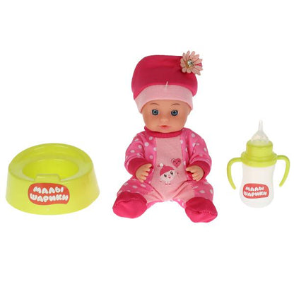 Пупс без озвучки МАЛЫШАРИКИ Нюшенька 15см, пьет и пишет, горшок, бутылочка КАРАПУЗ в кор.84шт