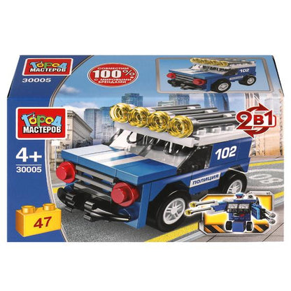 Конструктор ПОЛИЦЕЙСКИЙ ДЖИП 2в1, 47 дет. Город мастеров в кор.2*40шт