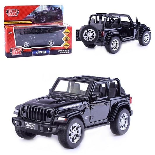 RUBICON3D-12-BK343351 Машина металл JEEP WRANGLER RUBICON 11 см, двери, багажник, инерц, черный, кор. Т