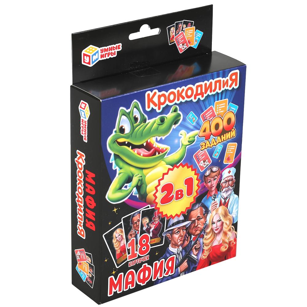 Jeu de cartes 2 en 1 : Crocodile 400 jours, Machine 18 cartes + instructions. Умные игры в кор.50шт