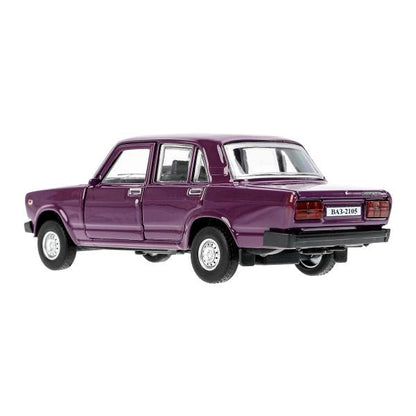 Машина металл LADA ваз-2105 1997 г. 12 см, двери, багажник, инерц.баклажан, кор. Технопарк в кор.2*36шт
