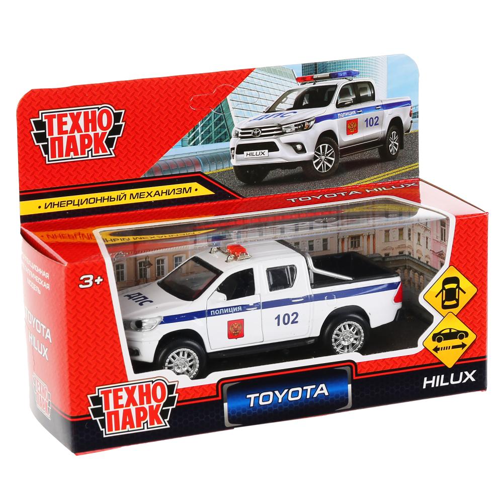 Machine en métal toyota hilux politique, 12 cm, ouverte. двери, инерц, белый, в кор. Parc technologique dans le cor.2*36шт
