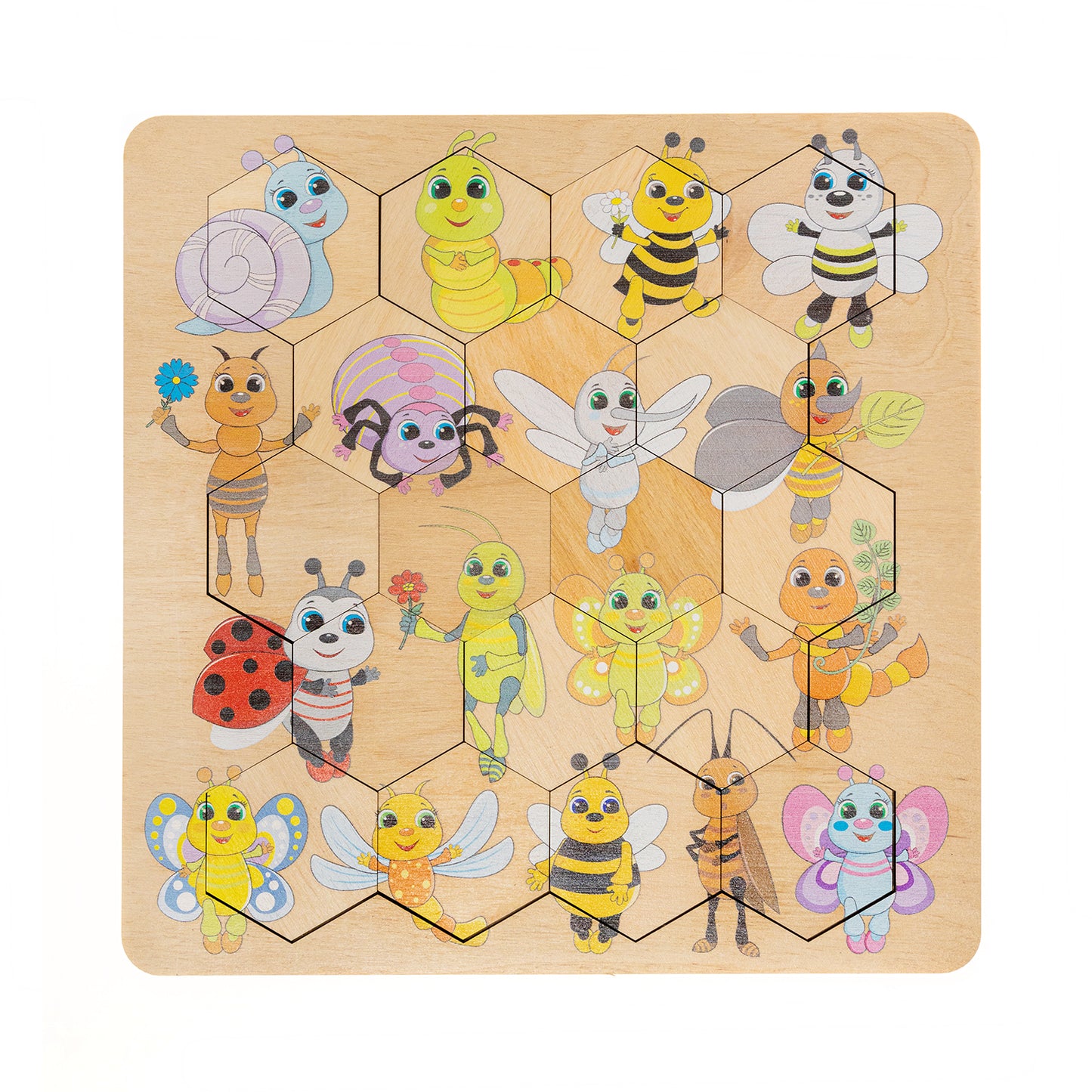 00784 Пазл деревянный. Занимательные соты. Букашки