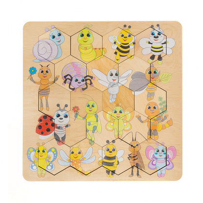00784 Пазл деревянный. Занимательные соты. Букашки