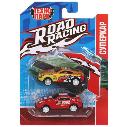 Машина металл ROAD RACING набор 7,5см, 2 шт,металл,в ассорт блистер Технопарк в кор.2*240наб