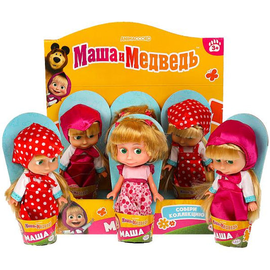 Кукла Маша и Медведь в конверте 15 см, без звука, в дисплее, кор КАРАПУЗ уп-6шт в кор.10уп