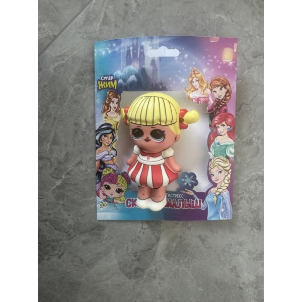 Игрушка - антистресс сквиш малыш, девочка в красно-белом платье, флоупак Супер Жим в кор.6*12шт