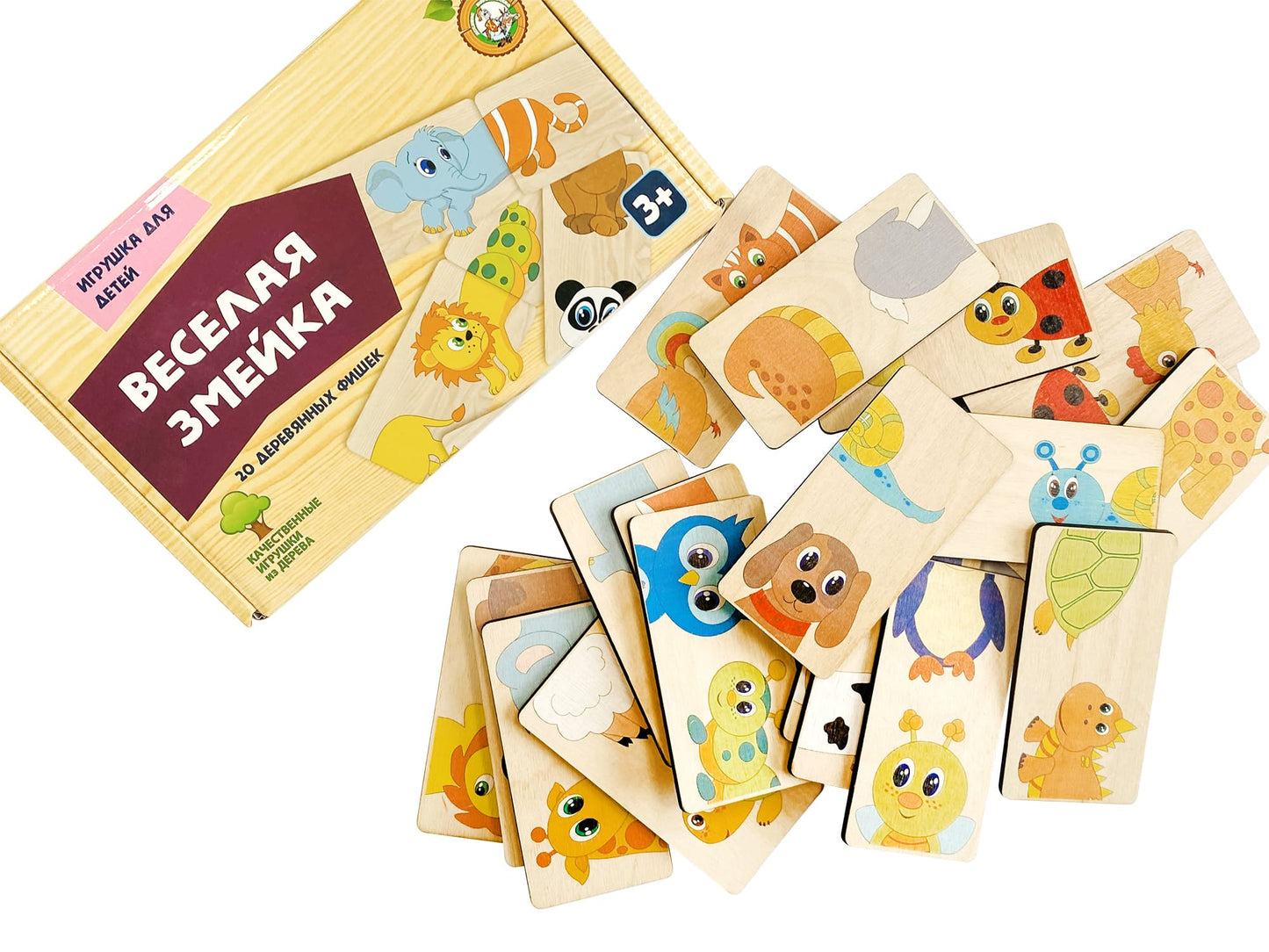 00771 Домино деревянное "Веселая змейка"