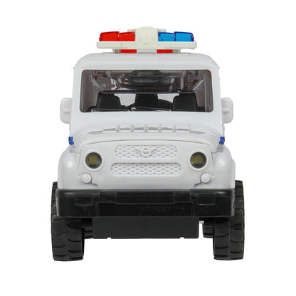 Машина пластик свет-звук ПОЛИЦИЯ 16 см, инерц., кор. Технопарк в кор.2*48шт