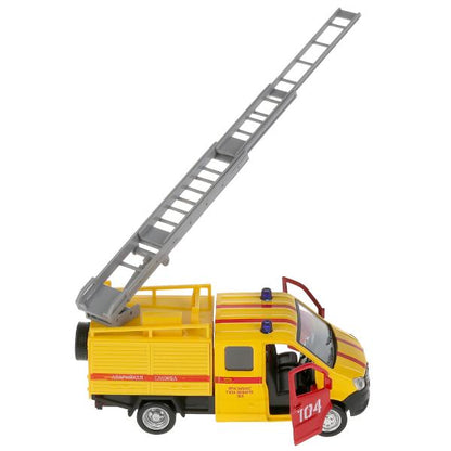 Технопарк. Газель "Next Аварийная" 15 см, металл свет-звук двери, инерц, кор. арт.NEXTFIR-15SLEM-YE