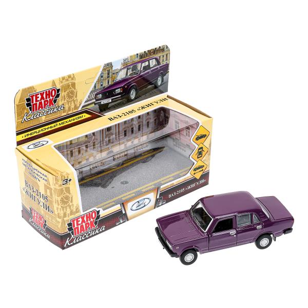 Машина металл LADA ваз-2105 1997 г. 12 см, двери, багажник, инерц.баклажан, кор. Технопарк в кор.2*36шт