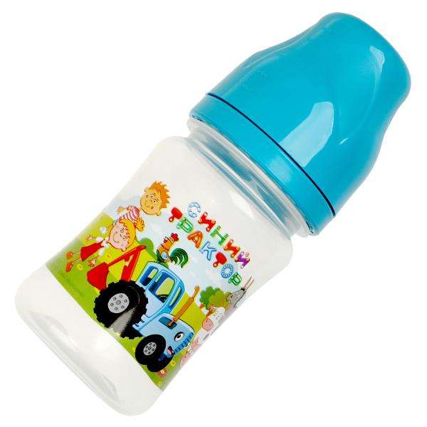 Бутылочка для корм., шир. г СИНИЙ ТРАКТОР 150 мл, сил. с., без ручки Умка в кор.12шт