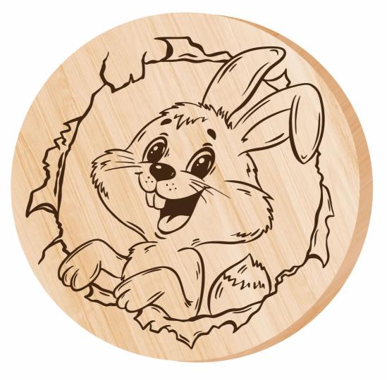 Выжигание по дереву. Дощечка для выжигания "Зайка" (круг 130 мм, конверт)