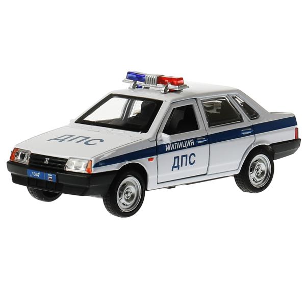 Машина металл LADA-2108/21099 МИЛИЦИЯ 12см, двер,баг,инерц, ассорт, дис. Технопарк уп-12шт в кор.6уп
