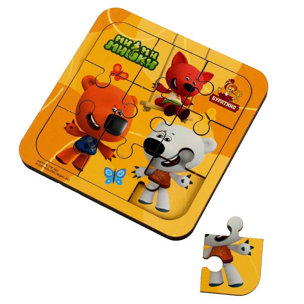 Игрушка деревянная пазл 10*10 см. Ми-ми-мишки терм. пакет Буратино в кор.189шт