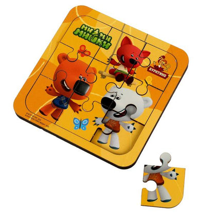 Игрушка деревянная пазл 10*10 см. Ми-ми-мишки терм. пакет Буратино в кор.189шт