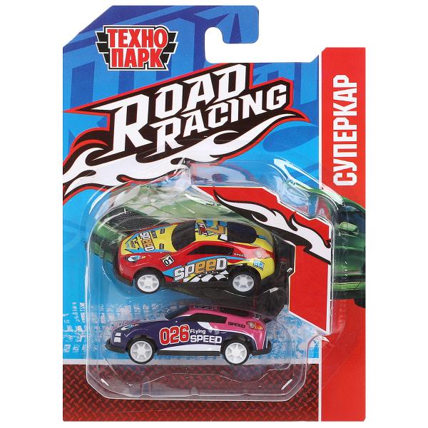 Машина металл ROAD RACING набор 7,5см, 2 шт,металл,в ассорт блистер Технопарк в кор.2*240наб