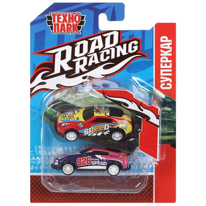Машина металл ROAD RACING набор 7,5см, 2 шт,металл,в ассорт блистер Технопарк в кор.2*240наб