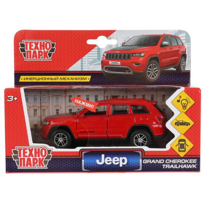 Машина металл свет-звук JEEP GRAND CHEROKEE 12 см, двер, баг, ин, крас, кор. Технопарк в кор.2*36шт