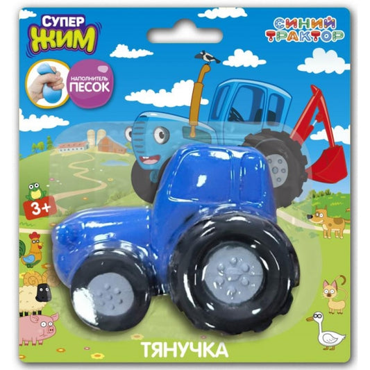Игрушка-антистресс, тянучка с песком, 8 см, СИНИЙ ТРАКТОР блистер Супер Жим в кор.3*12шт