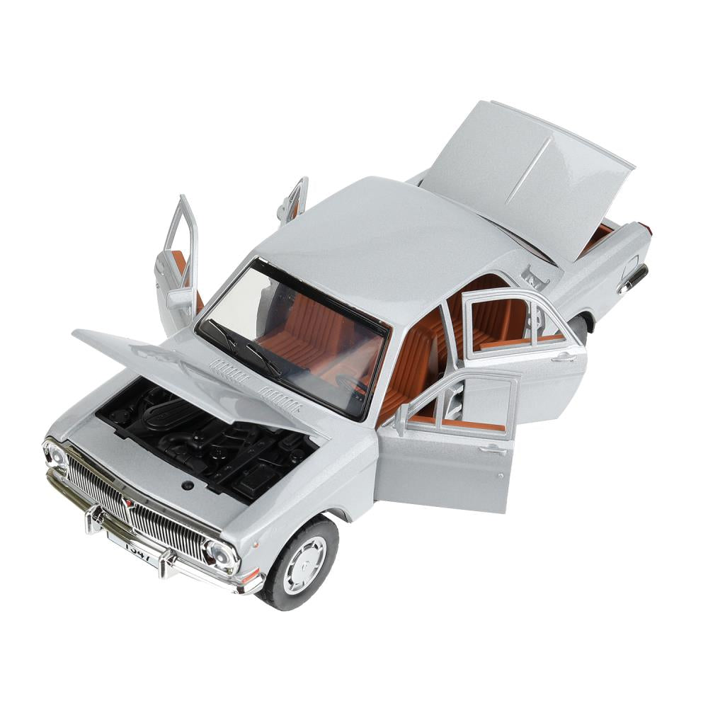 ГАЗ 2401 свет-звук 19,7 см, дв, кепка, сумка, ин, серый Технопарк в кор.2*24шт