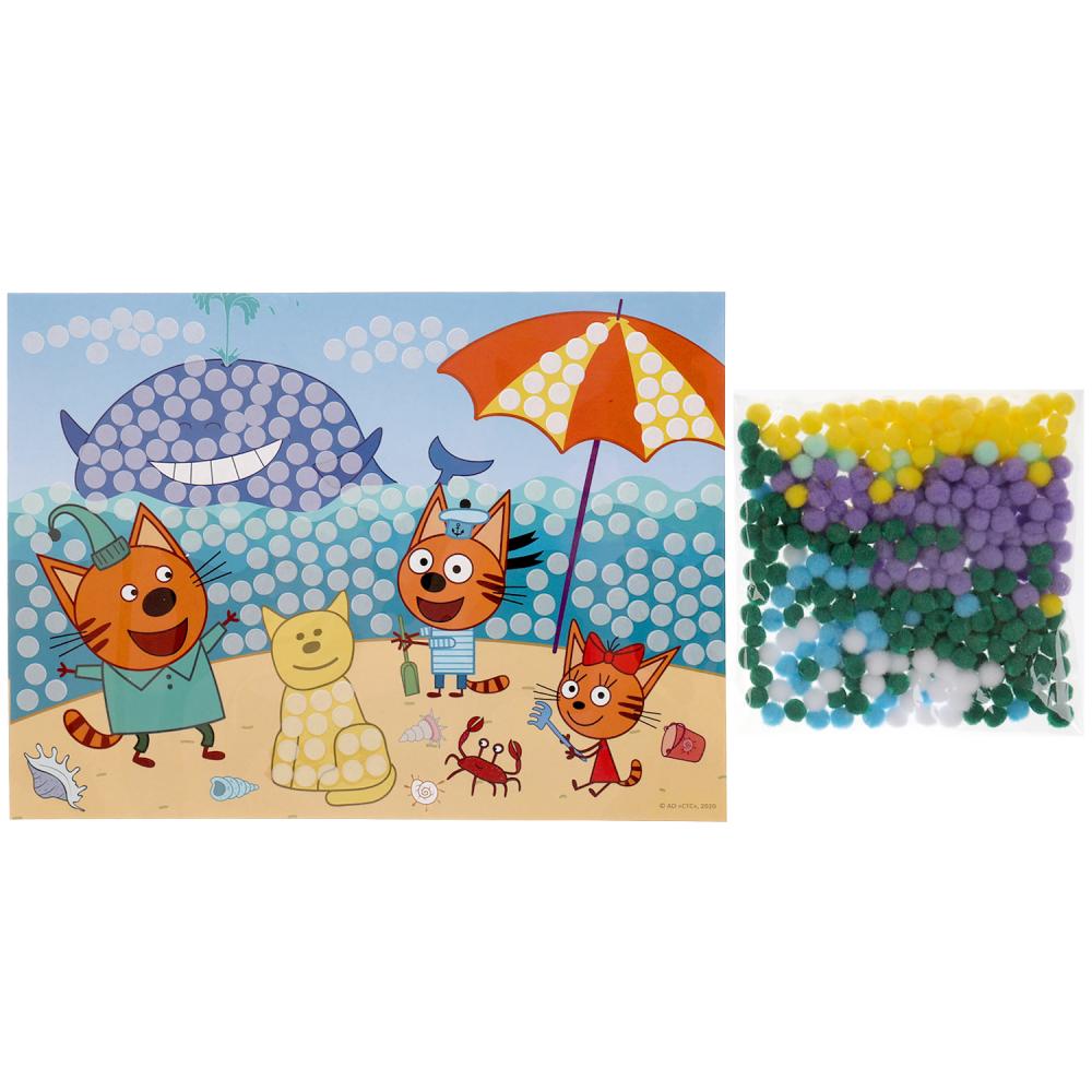 Набор д/детского тв-ва Три Кота аппликация из помпонов, 17*23 см МУЛЬТИ АРТ в кор.100шт