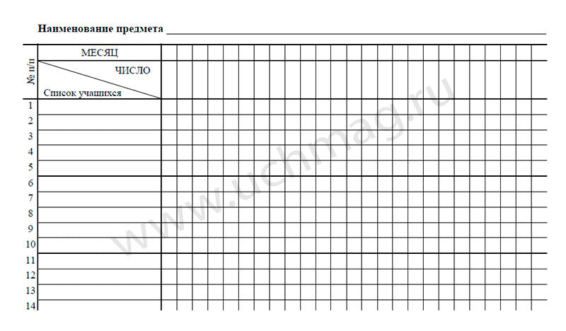 Классный журнал 5-9 классы