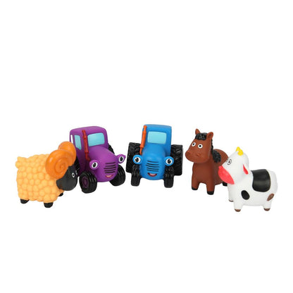 Игрушка пластизоль д/ванны пальчиковый театр СИНИЙ ТРАКТОР 5шт, блистер КАПИТОШКА в кор.2*12шт