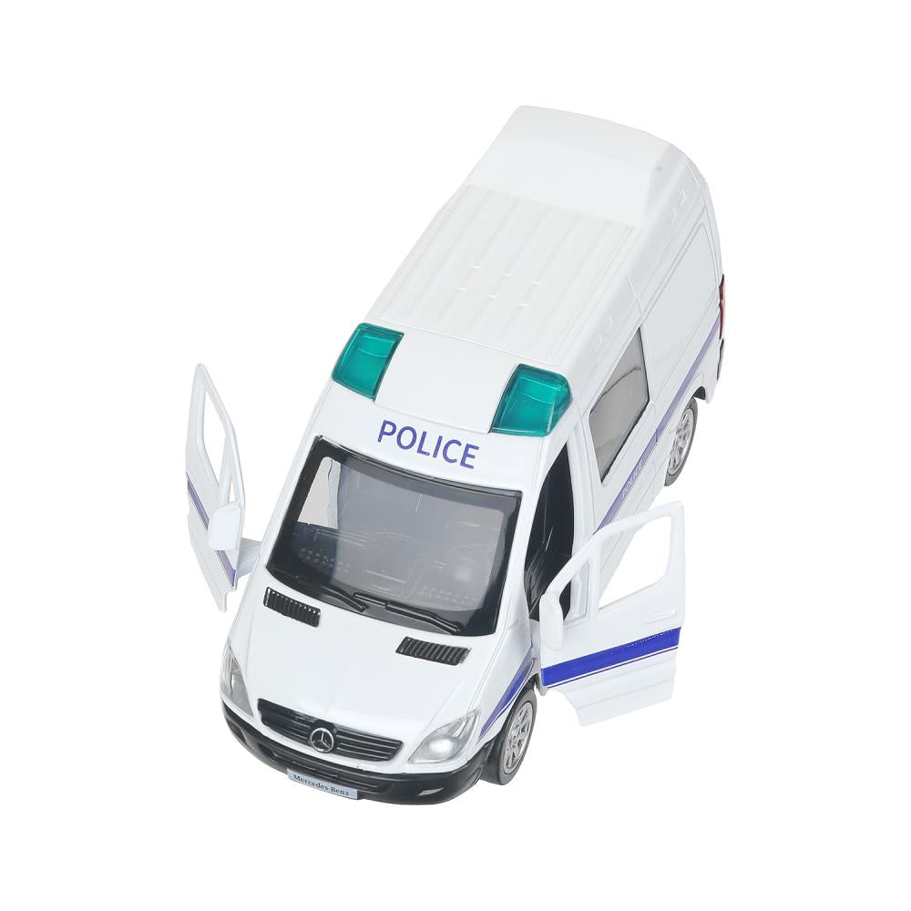 Машина металл MERCEDES-BENZ SPRINTER ПОЛИЦИЯ, 11 см, двери, инерция Технопарк в кор.2*48шт