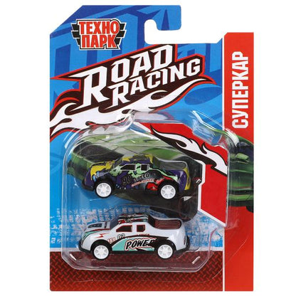 Машина металл ROAD RACING набор 7,5см, 2 шт,металл,в ассорт блистер Технопарк в кор.2*240наб