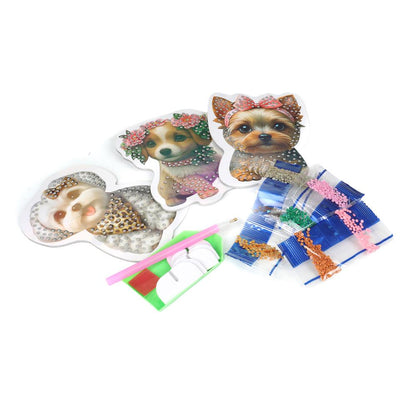 Алмазная мозаика фигурная на подставке 10*15 см стильные щенки МУЛЬТИ АРТ в кор.100шт