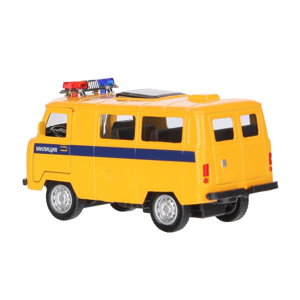 Машина металл свет-звук Уаз-452 "буханка" МИЛИЦИЯ 10,5 см,,желтый, кор. Технопарк в кор.2*36шт