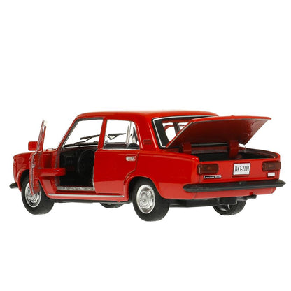 Машина металл ваз-2101 длина 12 см, двери, багажник, инерц, красный, кор. Технопарк в кор.2*36шт