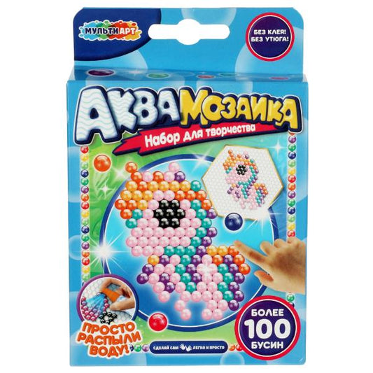 Набор д/детского тв-ва аквамозаика единорог 100 бусин МУЛЬТИ АРТ в кор.48шт