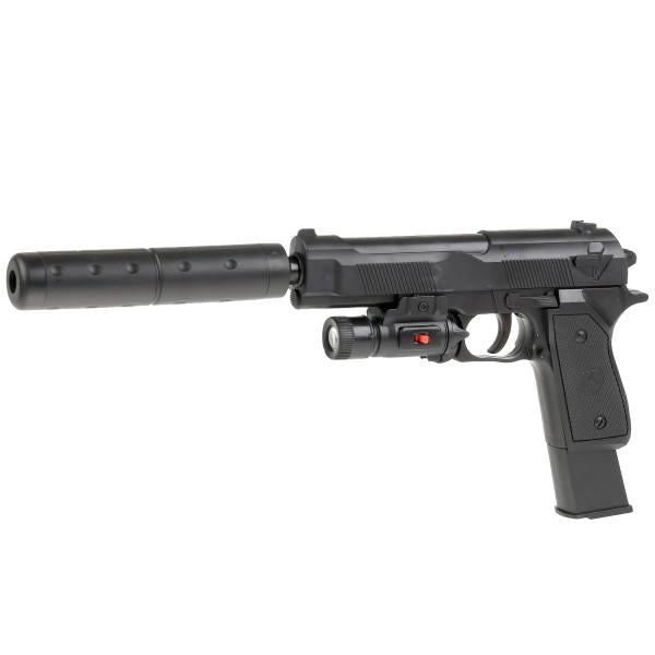 Пистолет (п) с фонариком, с глушителем, с пульками K2012 в пак. в кор.2*60шт
