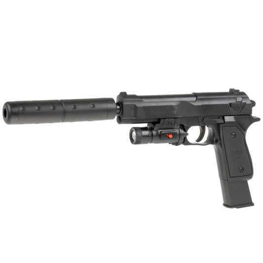 Пистолет (п) с фонариком, с глушителем, с пульками K2012 в пак. в кор.2*60шт