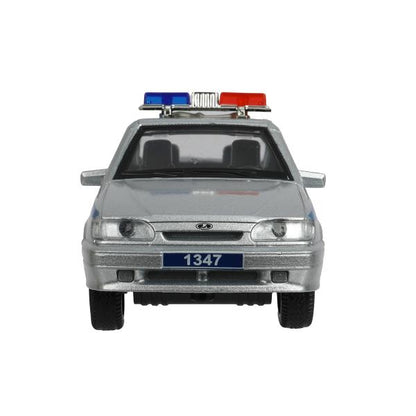 Машина металл свет-звук ваз-2115 самара ПОЛИЦИЯ 12 см, двери, багажник, кор. Технопарк в кор.2*36шт