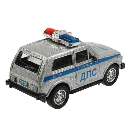 Машина металл LADA POLIZY 10 см, инерция, кор. Технопарк в кор.2*96шт