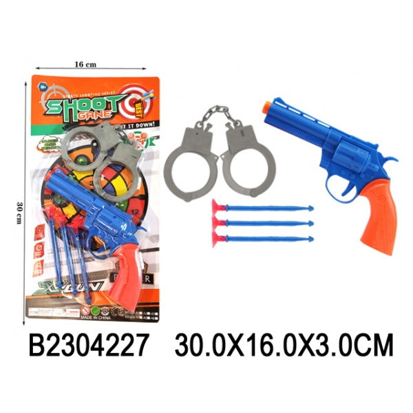 Набор ПОЛИЦИЯ (пистолеты, присоски, наручники) на карте. в кор.2*192шт