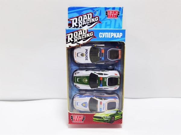 Machine en métal ROAD RACING pour SSUПЕРКАР 7 cm, 3 pièces, dans un assortiment, cor. инерц Технопарк в кор.2*240наб