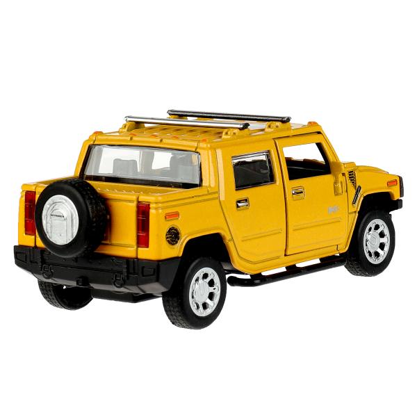 Машина металл HUMMER H2 PICKUP длина 12 см, дверь, багажник, инерц, желтый, кор. Технопарк в кор.2*36шт