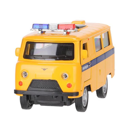 Машина металл свет-звук Уаз-452 "буханка" МИЛИЦИЯ 10,5 см,,желтый, кор. Технопарк в кор.2*36шт