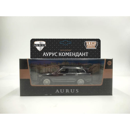 Машина металл аурус комендант 12,5 см, двери, багаж, инерц, черный, кор. Технопарк в кор.2*36шт