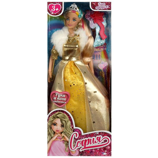 Кукла 29 см София, руки и ноги сгиб, принцесса, акс, кор КАРАПУЗ в кор.24шт