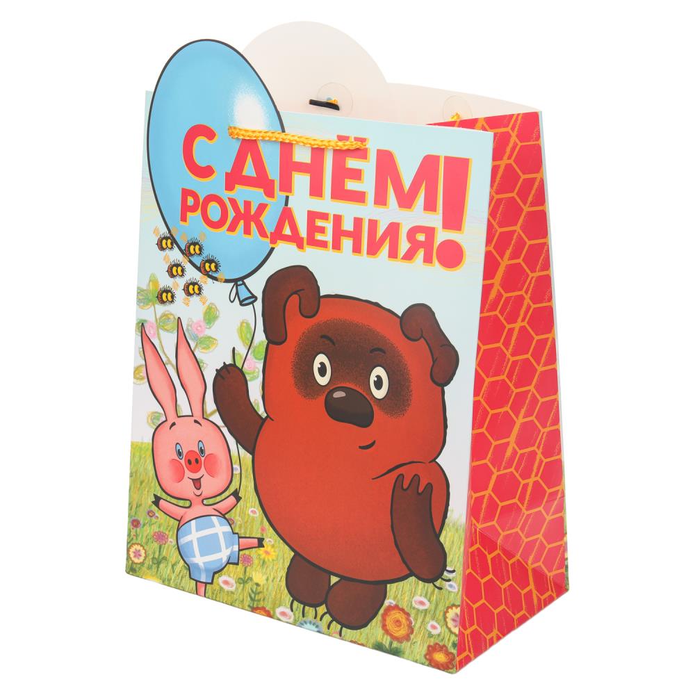 Пакет подарочный креативный l,Винни Пух вырубка,190 гр/м2 ЧУДО ПРАЗДНИК в кор.10*12шт