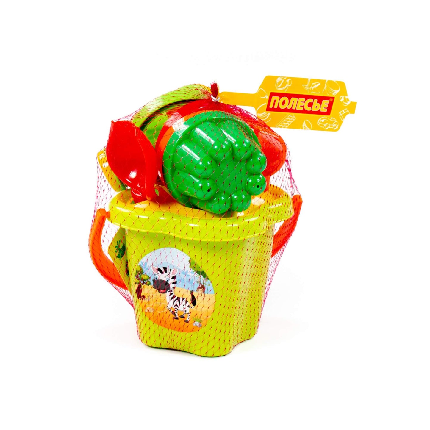 Полесье. Песочный набор №157 (ведро-цветок среднее,ситечко, лейка, совок №2,грабельки) арт.4481